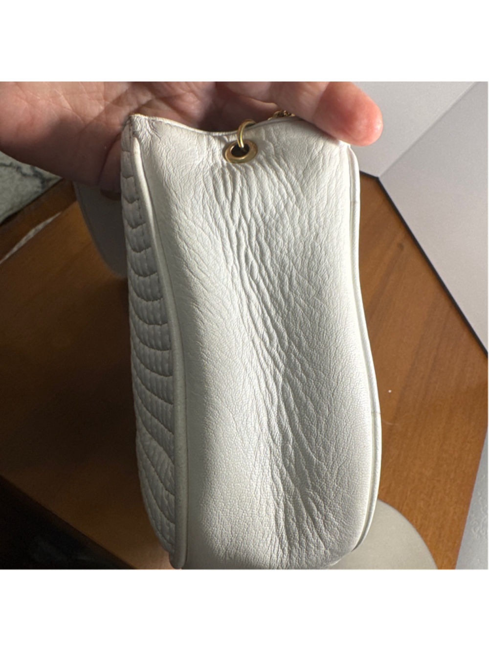 Bally Quilted Shoulder Bag White and Gold - Picture 6 of 9